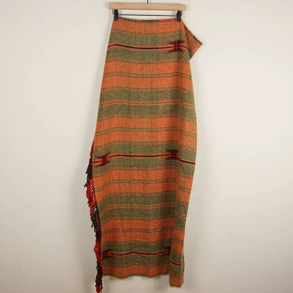 Pottery Barn 50 in x 50 in Red Black Tartan Plaid Fringe Throw Blanket